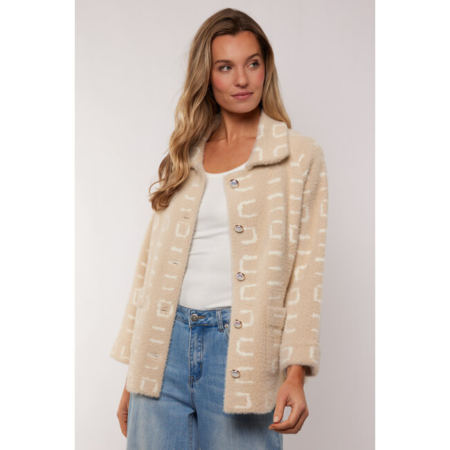 G-maxx Sana Knit  jacket  Sand/Wool White