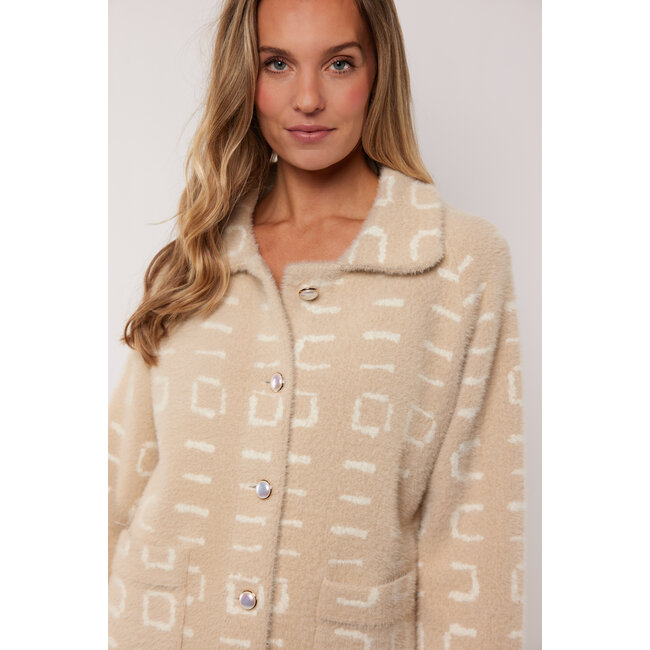 G-maxx Sana Knit  jacket  Sand/Wool White