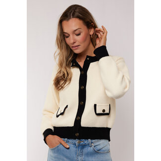 G-maxx Maisy knit jacket Wool Whit /Black