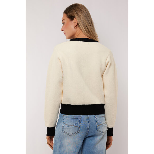 G-maxx Maisy knit jacket Wool Whit /Black