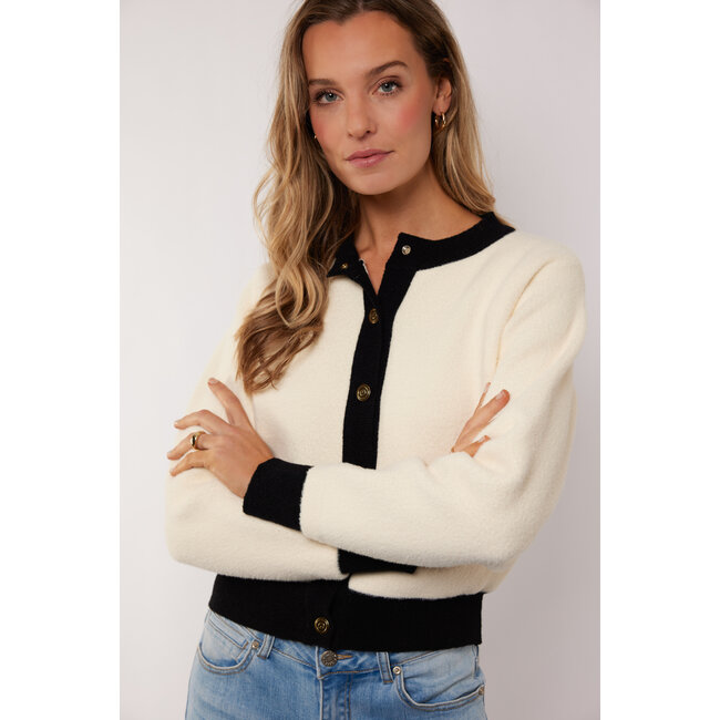 G-maxx Maisy knit jacket Wool Whit /Black