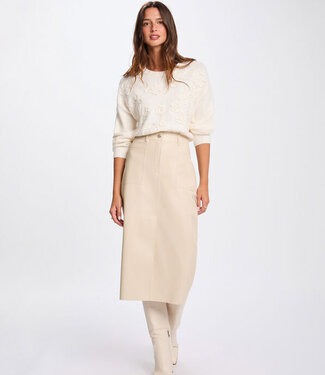 Morgan Aangesloten rok van imitatieleer 261-JILFIT Beige