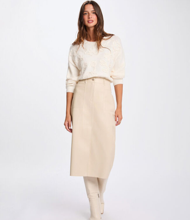 Morgan Aangesloten rok van imitatieleer 261-JILFIT Beige