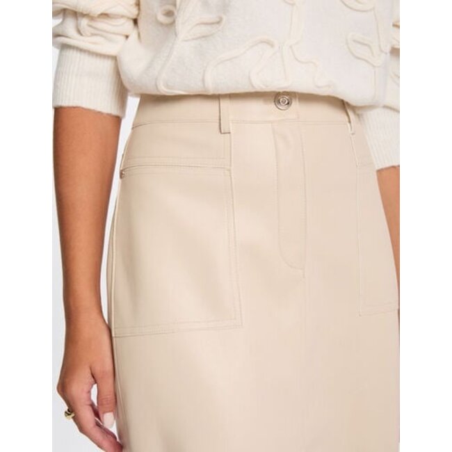 Morgan Aangesloten rok van imitatieleer 261-JILFIT Beige