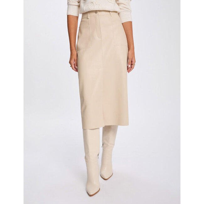 Morgan Aangesloten rok van imitatieleer 261-JILFIT Beige