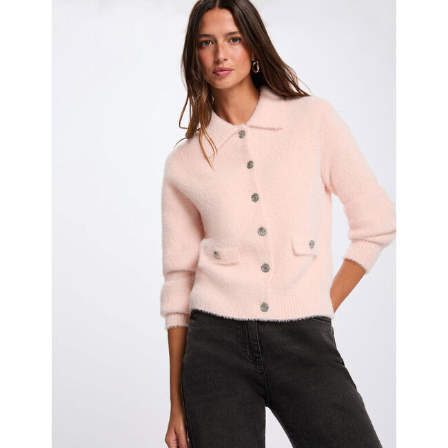 Morgan Vest met lange mouwen en reverskraag 261-MDOMILA Peche