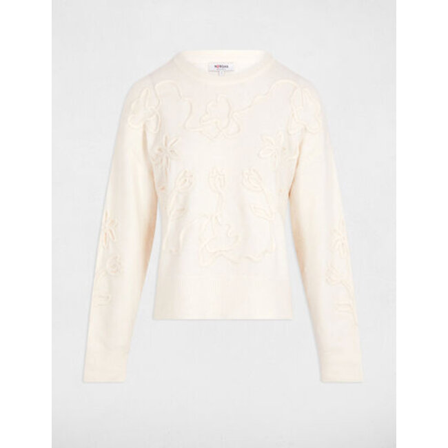 Morgan rui met ronde hals en fantasie 261-MBROD Ivoor