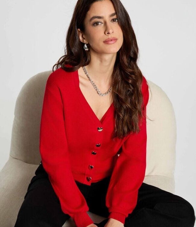 Morgan Fitted V-neck cardigan 261-Mlike Red