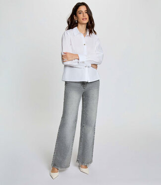 Morgan High-waisted wide-leg jeans Denim 261-Pigrim Snow Grey