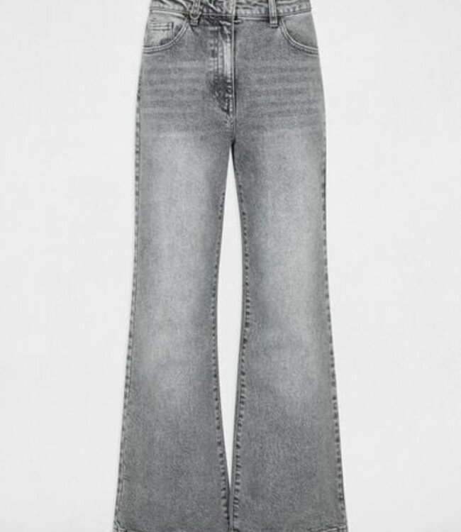 Morgan High-waisted wide-leg jeans Denim 261-Pigrim Snow Grey
