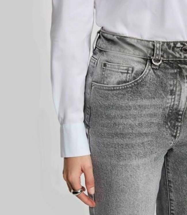 Morgan High-waisted wide-leg jeans Denim 261-Pigrim Snow Grey