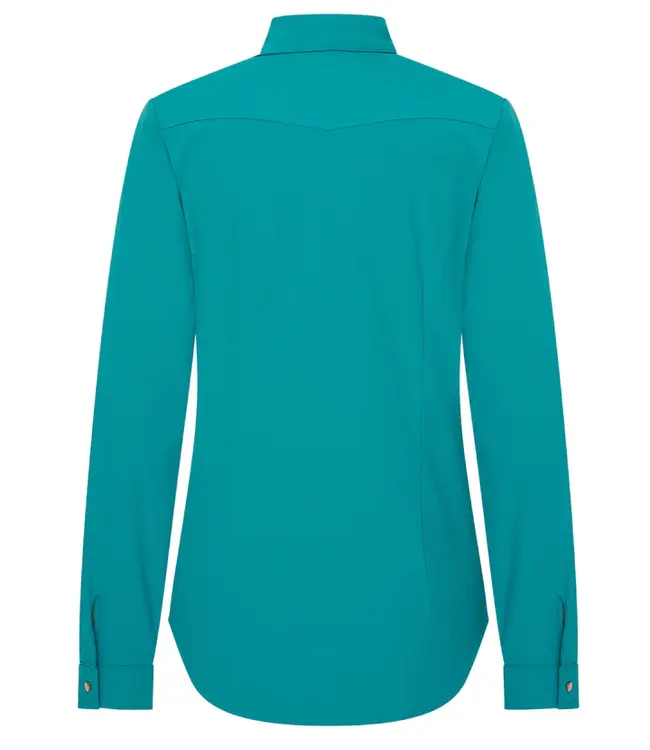 MI PIACE Travel Blouse Uni  Gold Button 202767 Petrol