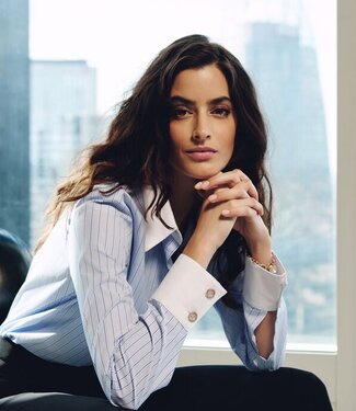 Morgan Striped long-sleeved shirt 261-Creme Sky blue