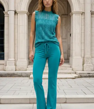 MI PIACE Bonded Travel Broek Straight 202631 Petrol