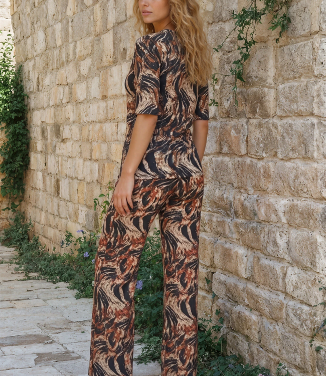 MI PIACE Travel T-shirt Swirly Print Rust 202271