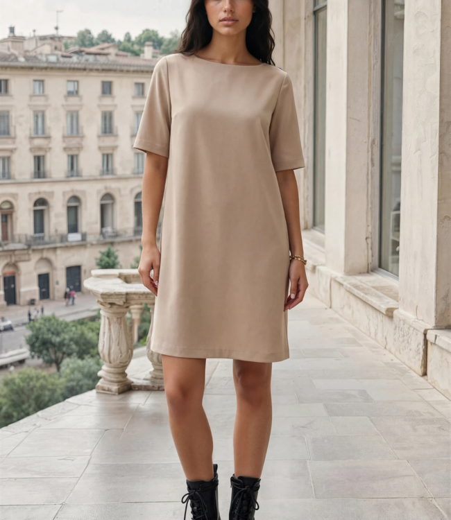 MI PIACE Bonded Travel Jurk Midi 202682 Latte