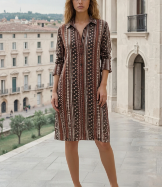 MI PIACE Travel Jurk  Boho Print 202092 Espresso
