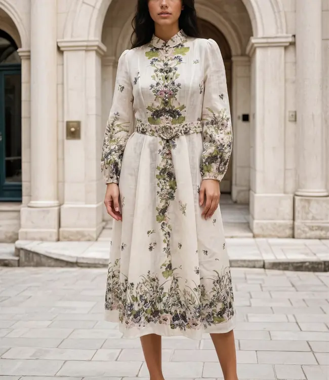 Dress Adiba Print 5009 Beige Groen