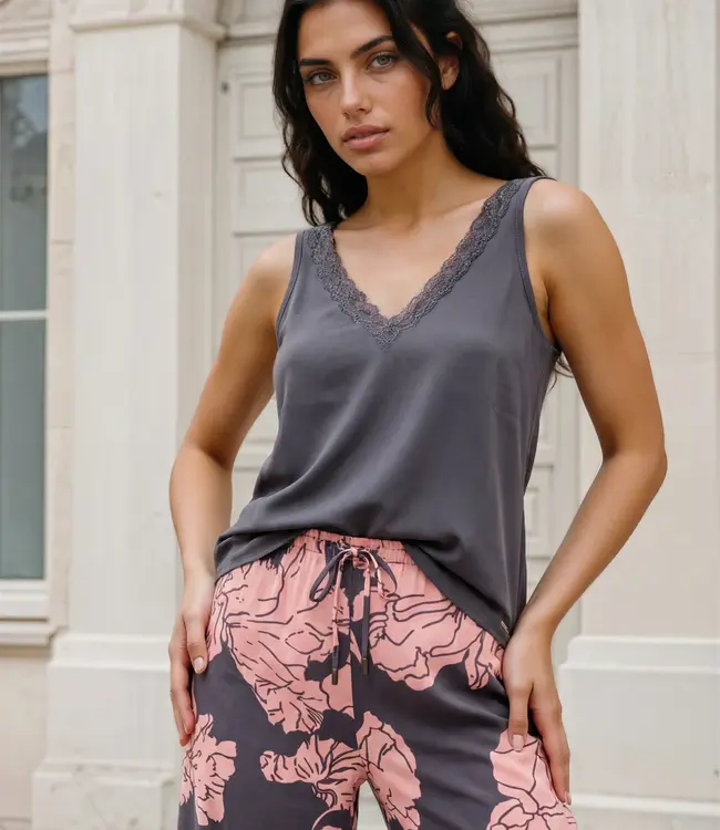 MI PIACE Travel Top Kant Uni 2129 Dark Grey