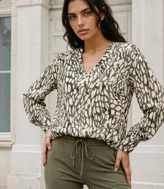 MI PIACE Travel Top  V-Neck Abstracte Print MP202651 Deep Depth Kit