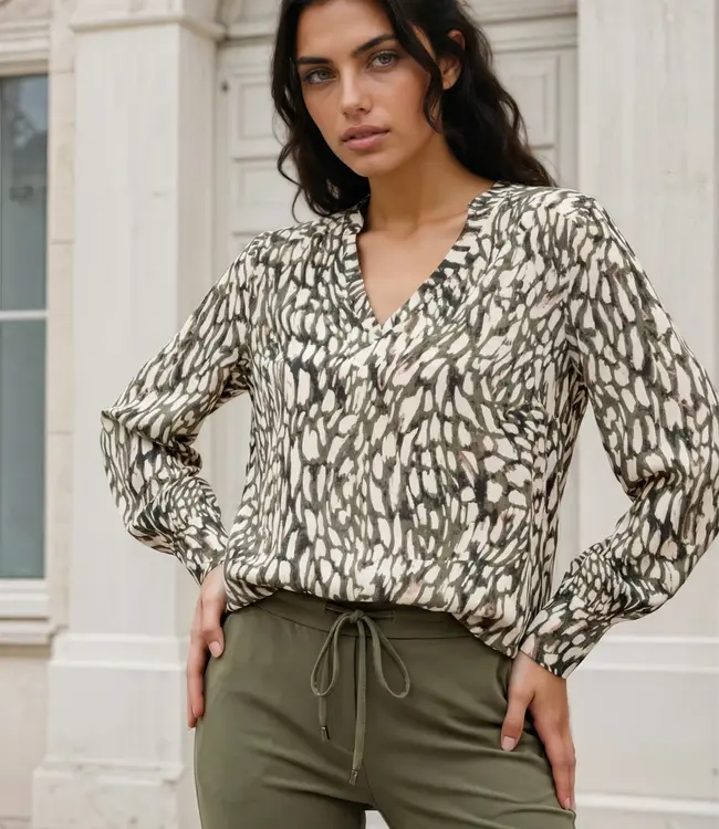 MI PIACE Travel Top  V-Neck Abstracte Print MP202651 Deep Depth Kit