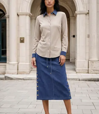 MI PIACE Bonded Travel Rok 202684 Dark Blue Denim