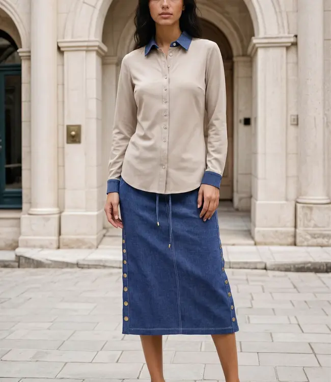 MI PIACE Bonded Travel Rok 202684 Dark Blue Denim