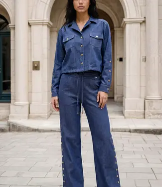 MI PIACE Bonded Travel Broek 202683 Dark Blue Denim