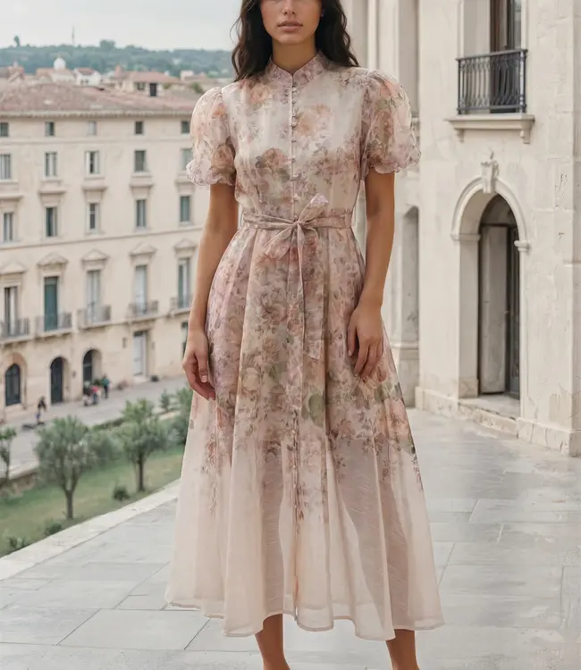 Dress Adiba Print 10665 Beige Rose