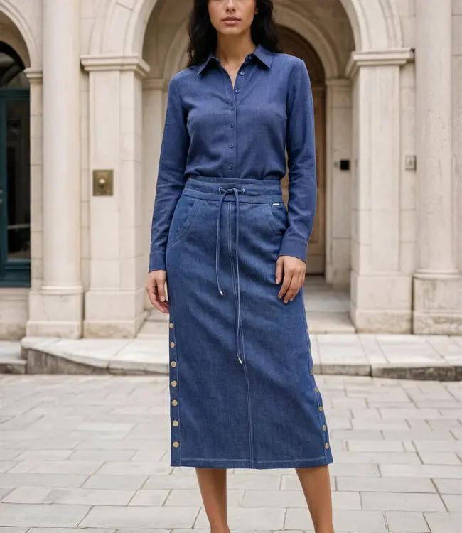 MI PIACE Bonded Travel Blouse 60840 Dark Blue Denim