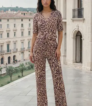 MI PIACE Travel Broek Abstracte Print 2089 Burgundy Latte