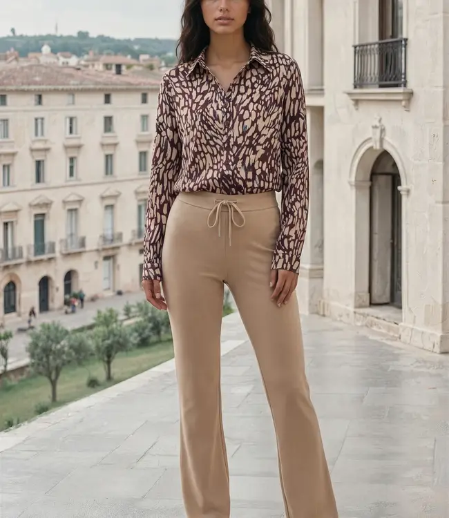 MI PIACE Travel Blouse Abstracte Print 60840 Burgundy Latte