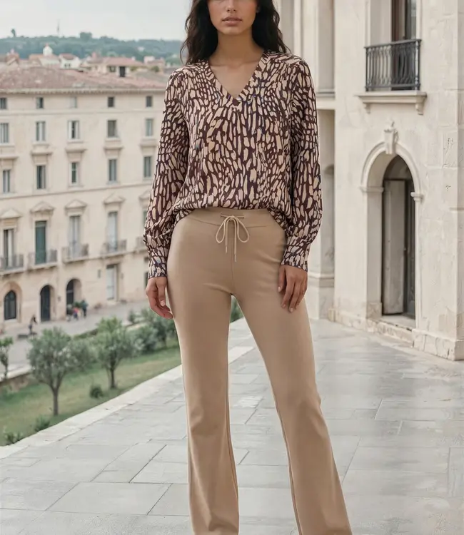 MI PIACE Bonded Travel Broek Flared 202631 Latte