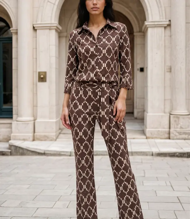 MI PIACE Travel Jumpsuit Ikat Print 202154 Espresso