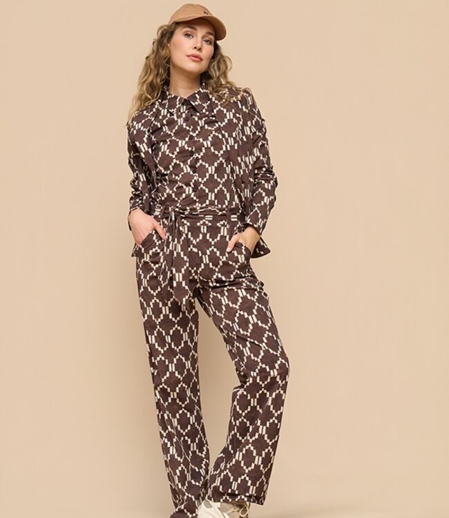 MI PIACE Travel Jumpsuit Ikat Print 202154 Espresso