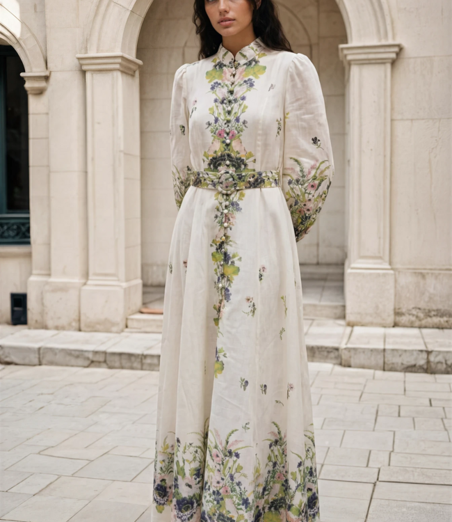 Dress Adiba Print 5009 Beige Groen