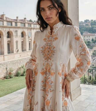 Maxi Jurk  Chaimae Print met Buttons L0510  Orange