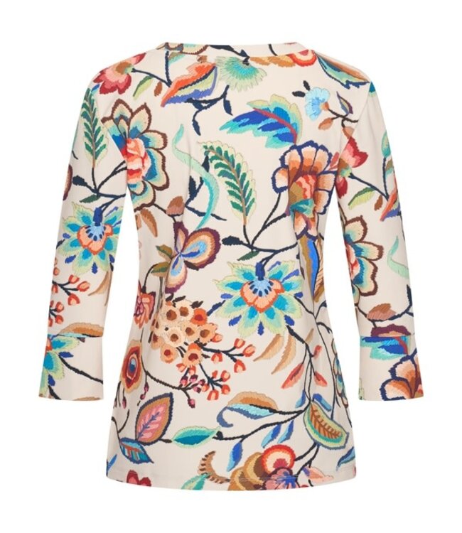 MI PIACE Travel Top 3/4 Mouw Embroidered Bloom Print 202095 Multicolour