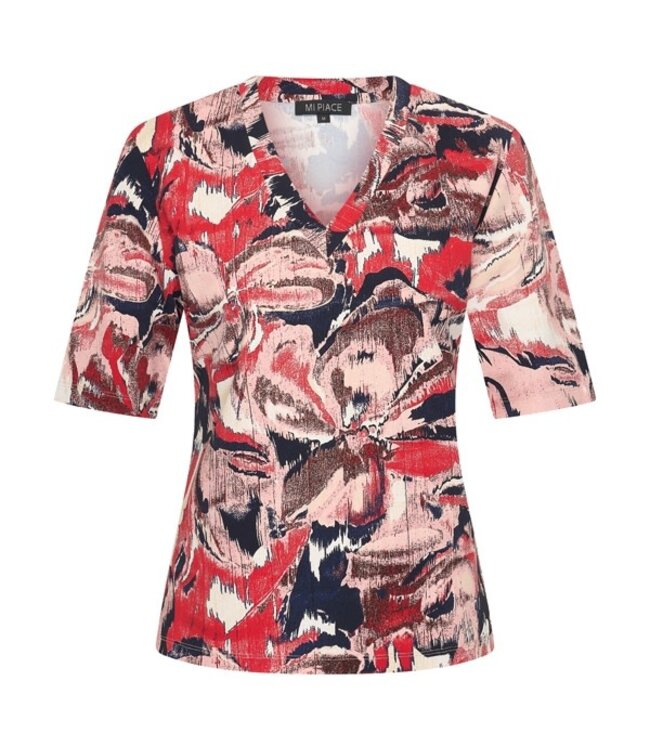 MI PIACE Travel Top V-hals Wild Bloom Print 202271 Red