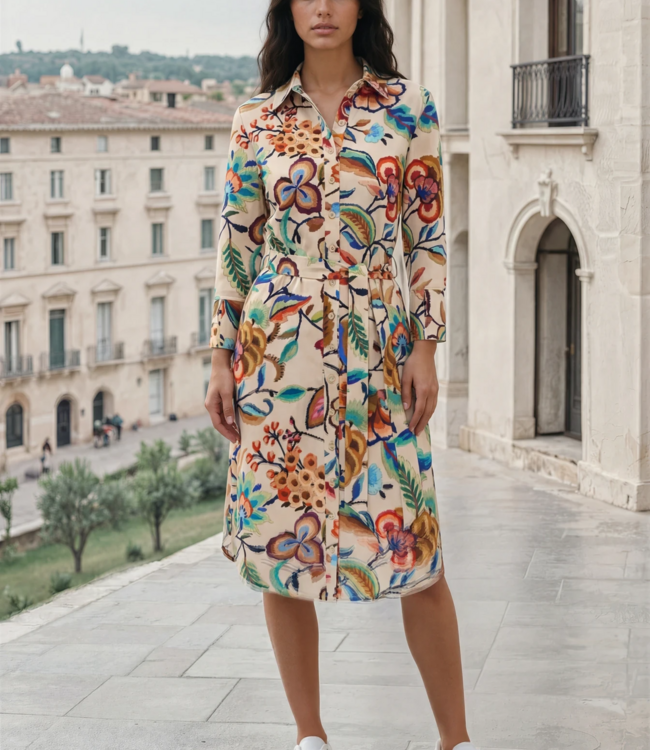 MI PIACE Travel Jurk Embroidered Bloom Print 202092 Multicolour