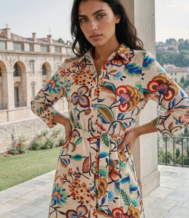 MI PIACE Travel Jurk Embroidered Bloom Print 202092 Multicolour