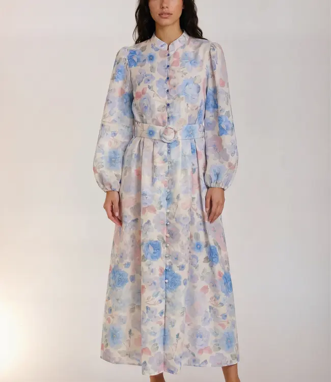 Maxi-jurk  Sahar Bloemen Print Button R2859 Blue
