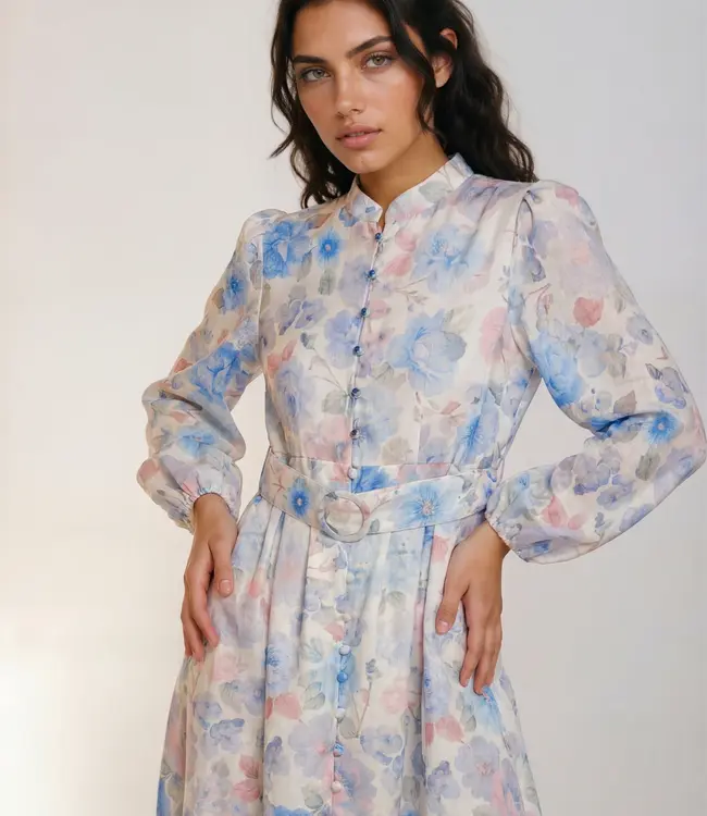 Maxi-jurk  Sahar Bloemen Print Button R2859 Blue