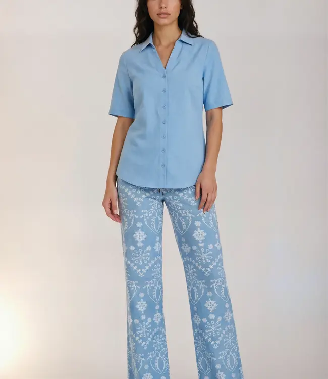 MI PIACE Travel Broek Print Denim Embroidery 2089 Bleached