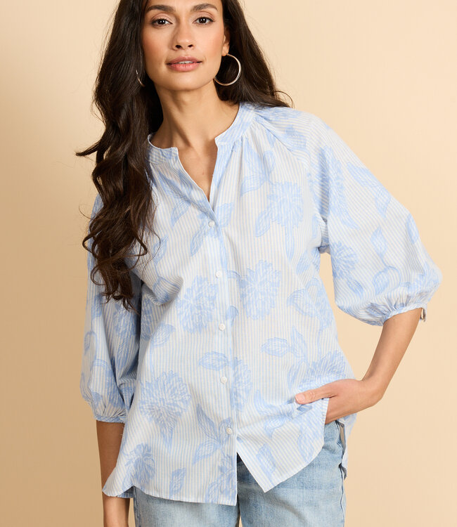 G-maxx Kairi Blouse Celestial Blue/Offwhite