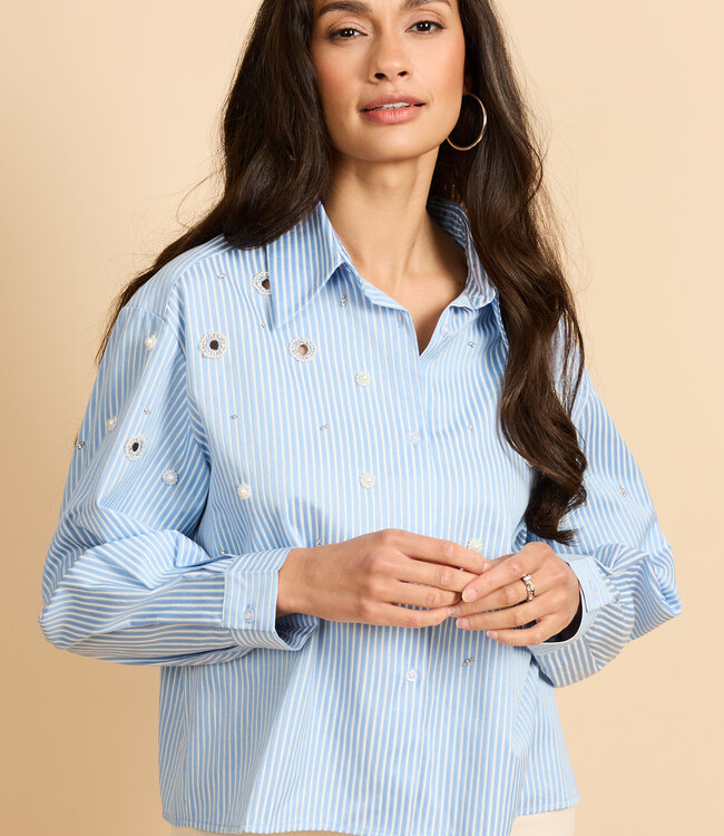 G-maxx Wenya Blouse  Celestial Blue/Offwhite