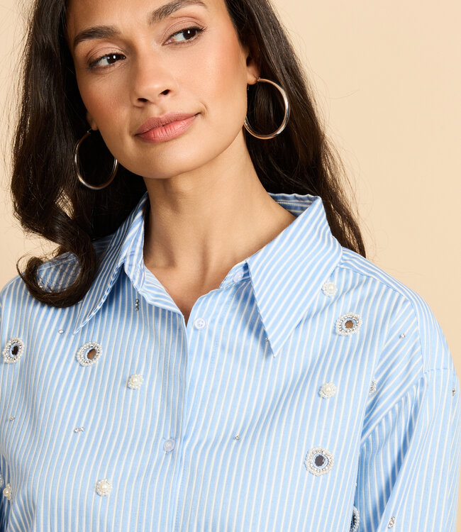 G-maxx Wenya Blouse  Celestial Blue/Offwhite