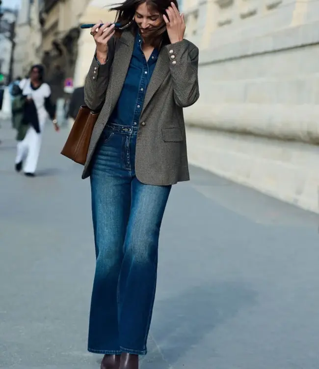 Morgan High-waisted wide-leg jeans 261-Pizet Denim Stone