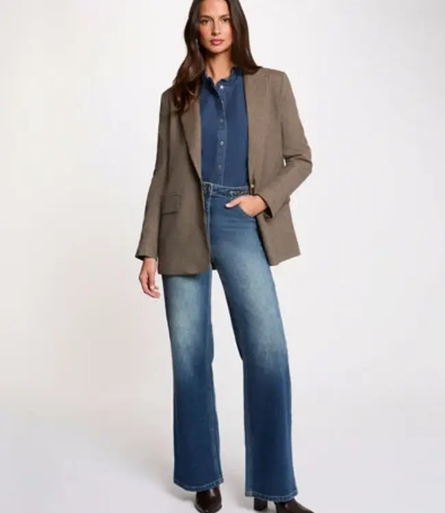 Morgan High-waisted wide-leg jeans 261-Pizet Denim Stone