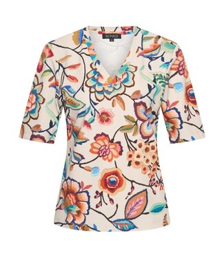 MI PIACE Travel Top V-hals Embroidered Bloom Print 202271 Multicolour